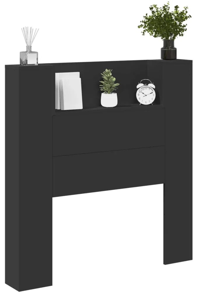 Fejtámla LED -es lámpákkal Fekete 100 x 16,5 x 103,5 cm Faanyag