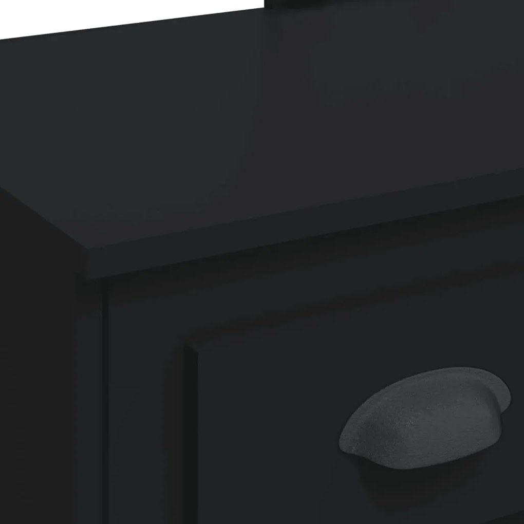 fekete fésülködőasztal LED-lámpákkal 130 x 50 x 132,5 cm