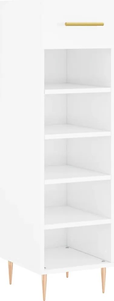 vidaXL magasfényű fehér szerelt fa cipőszekrény 30x35x105 cm