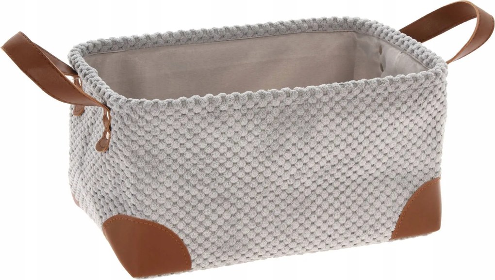 Univerzális Kosár fogantyúkkal, világosszürke kordbársony