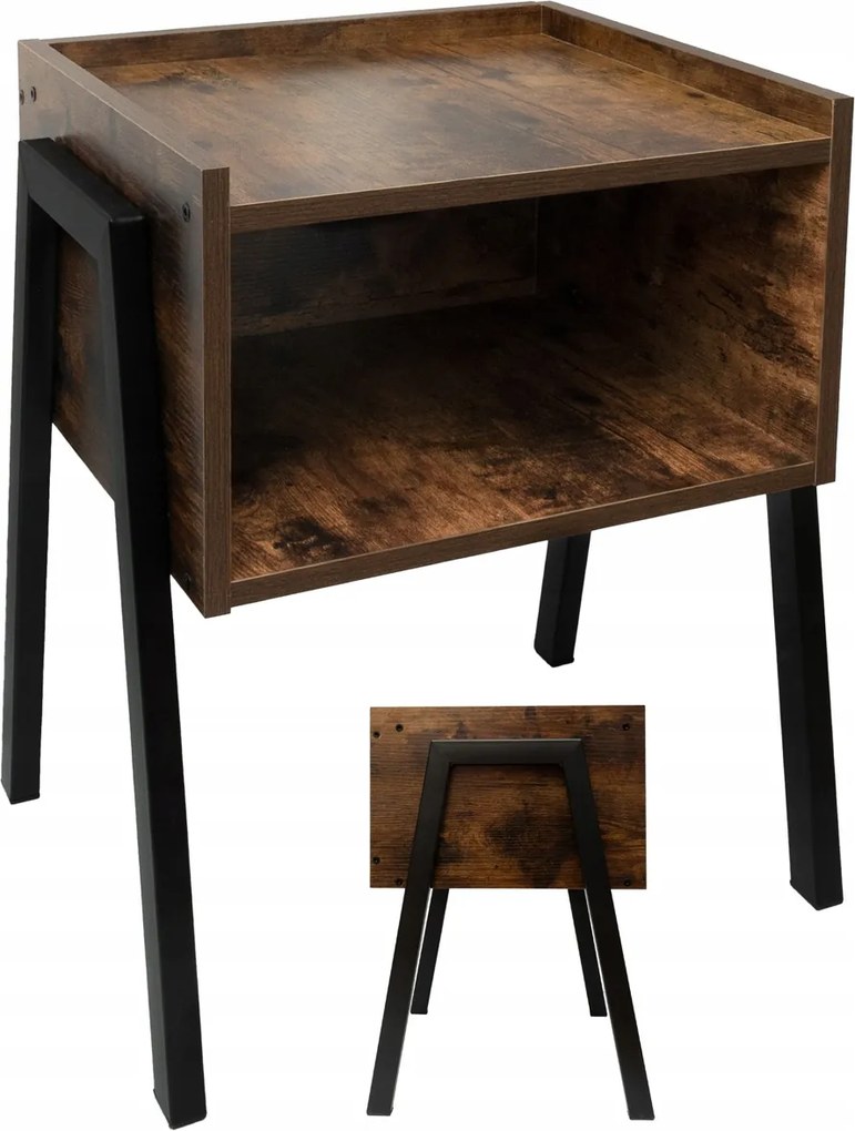 Éjjeliszekrény Loft Skive Rustic Éjjeli Asztal Hálószoba Nappali Iroda Szoba