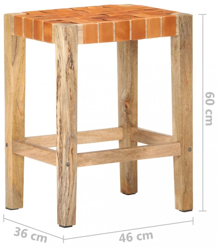 2 db barna valódi bőr bárszék 60 cm