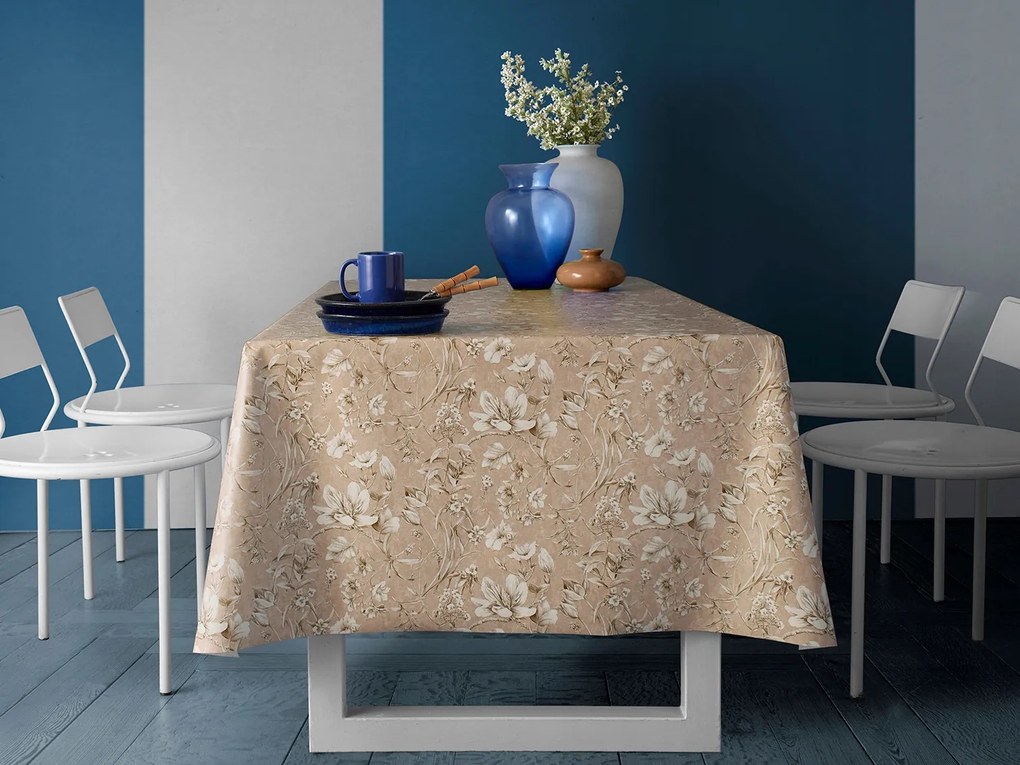 Cerata Abrosz Nem Szőtt Bőrből Bézs Virágmintás 140x150