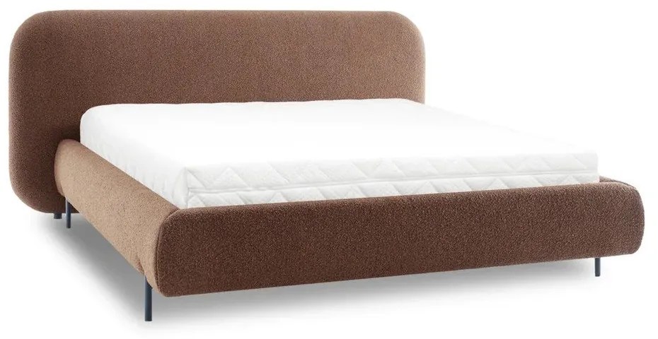 Terrakotta színű kárpitozott ágyneműtartós franciaágy ágyráccsal 160x200 cm Pointt – ELTAP