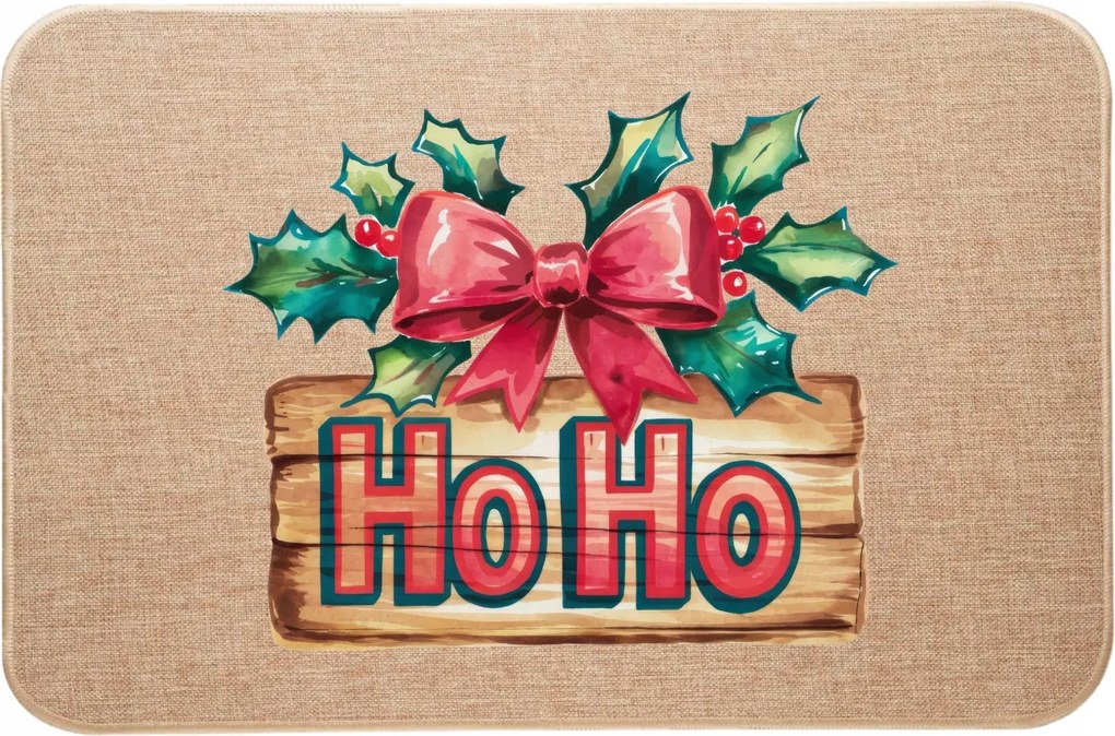 Karácsonyi lenvászon Lábtörlő dekoratív Ho Ho nyomtatással