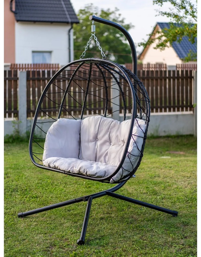 Happy Green Villa Big függő rattan szék, 120 x 110x 200 cm