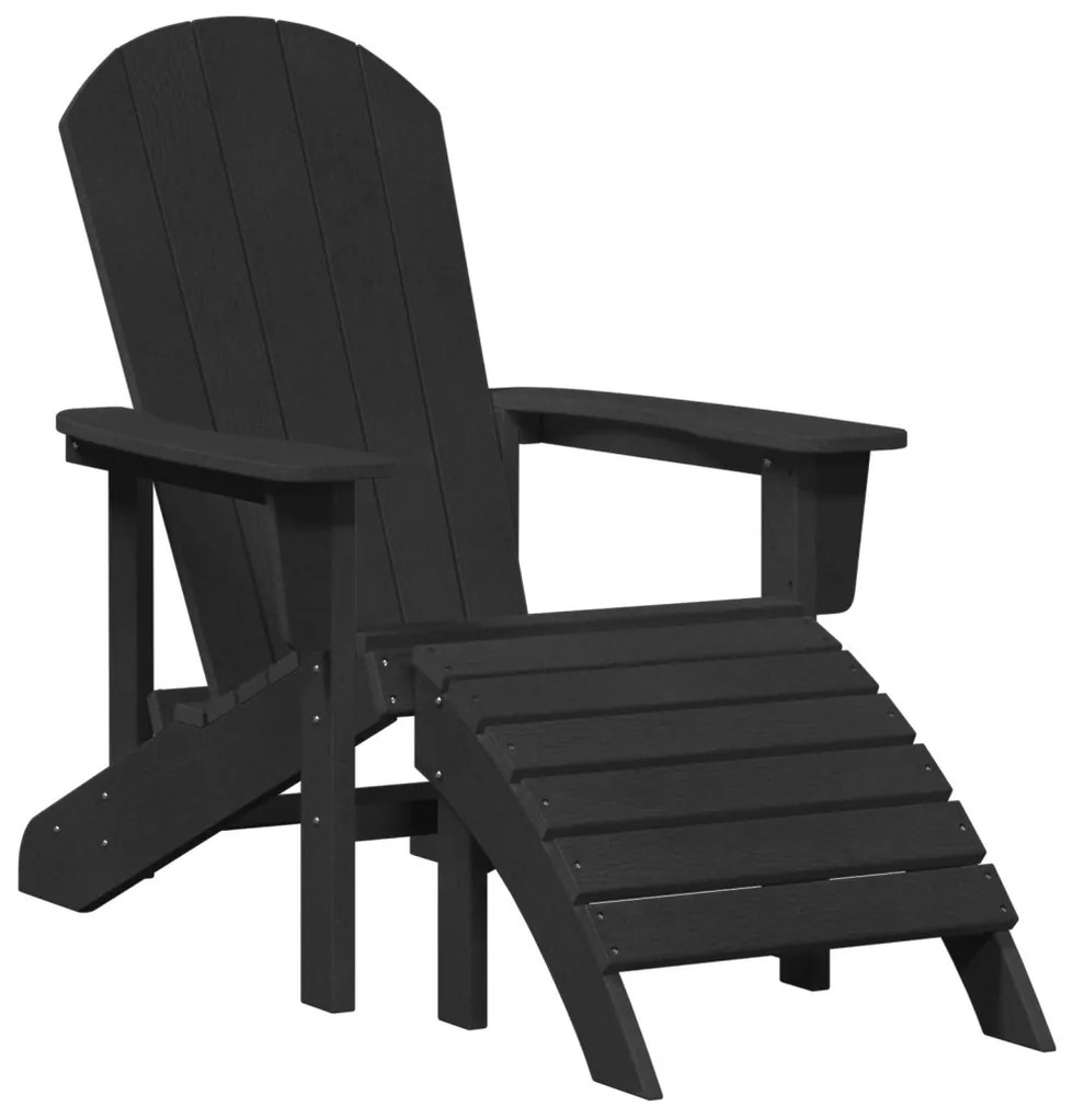 Adirondack szék lábtartókkal 2 db Fekete HDPE
