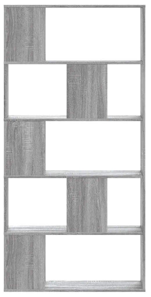 5 szintes szürke sonoma színű fa könyvespolc 80,5x23,5x162,5 cm
