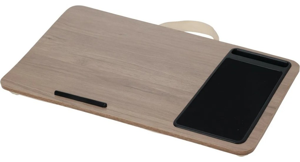 Laptop oldalsó asztal, barna, 57,5 x 4 x 30,5 cm, MDF