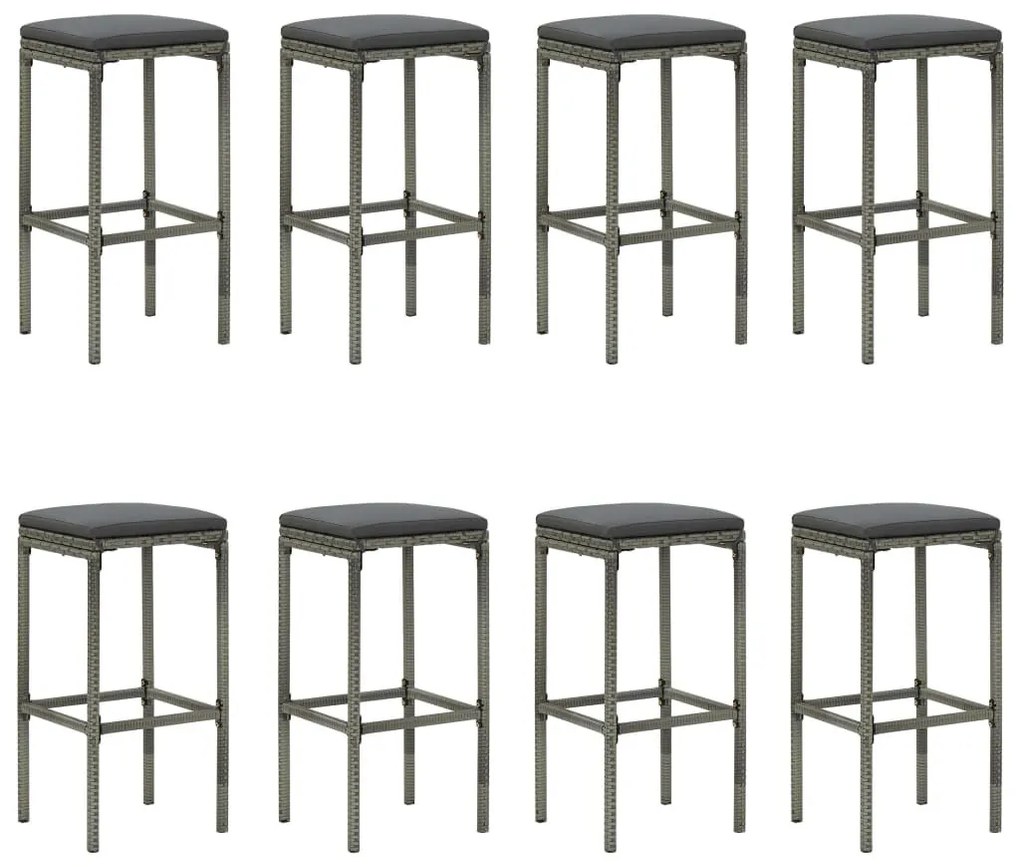 9 részes szürke polyrattan kerti bárszett párnákkal