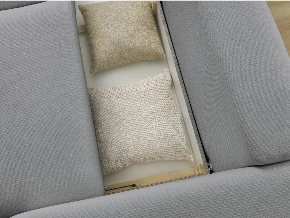 Szürke kinyitható-tárolóhelyes kanapé 265 cm Ezechiel – Bobochic Paris