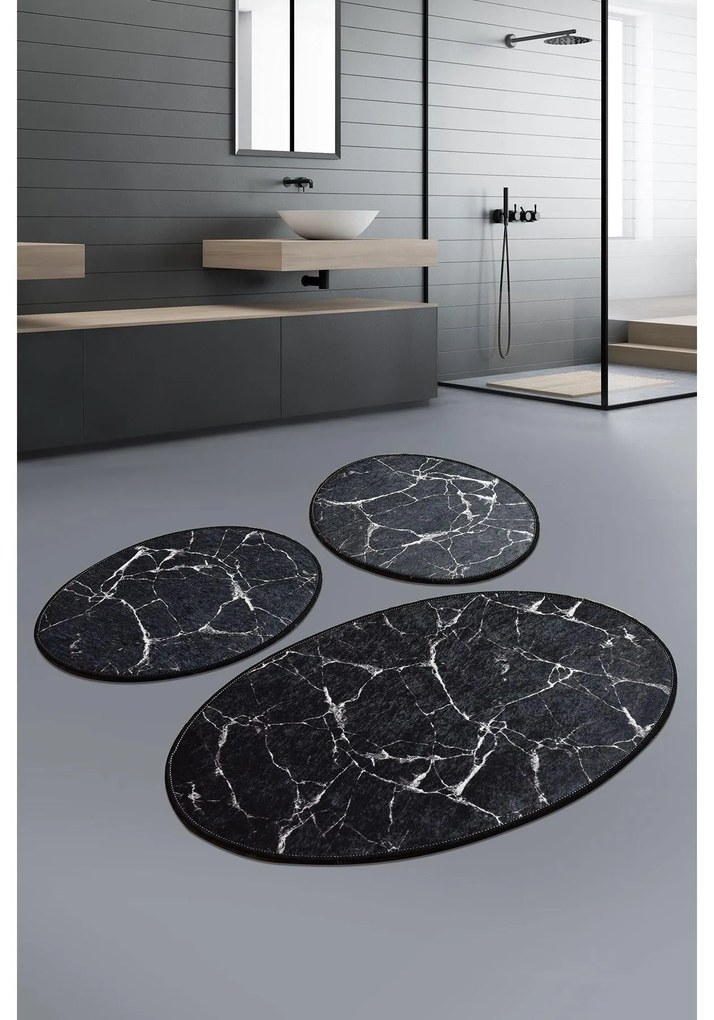 Fürdőszobaszőnyeg Szett (3 db) Marble - Fekete