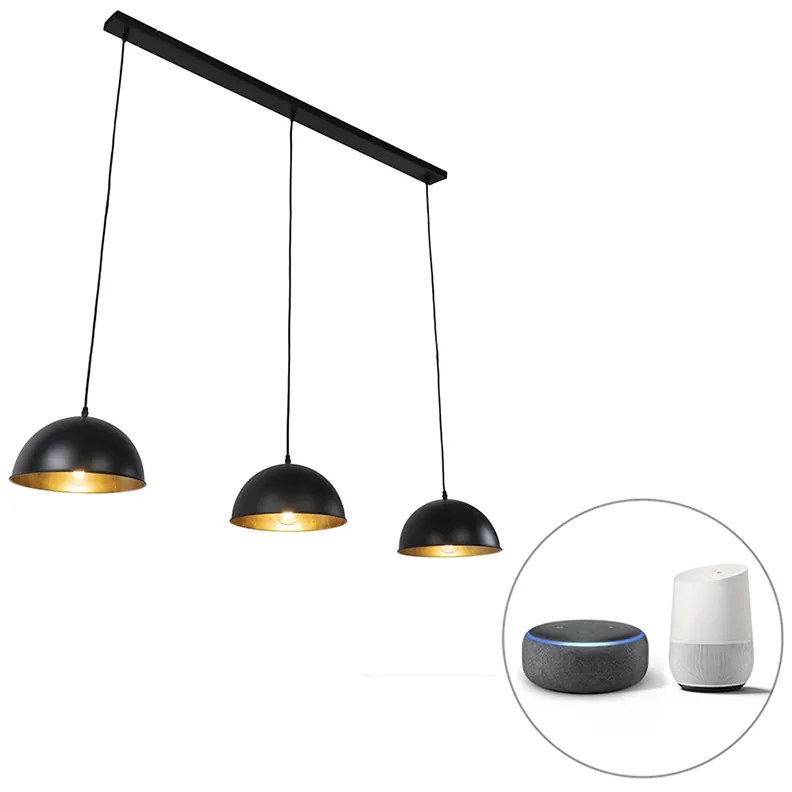 Okos függőlámpa fekete arannyal 3-lámpás, WiFi A60 - Magnax