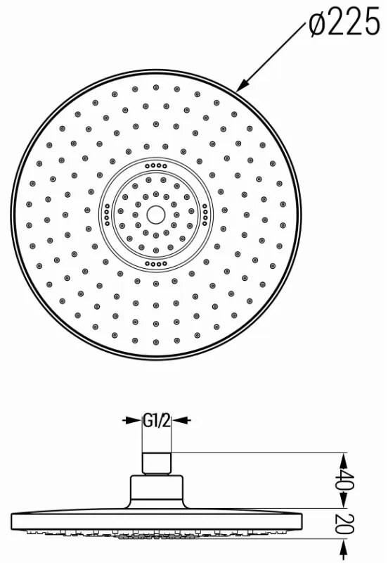 Mexen tartozékok, zuhanyfej 22 cm D-05, króm, 79705-00