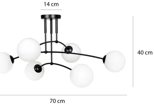 Csillár PREGOS 6xE14/10W/230V fekete/fehér