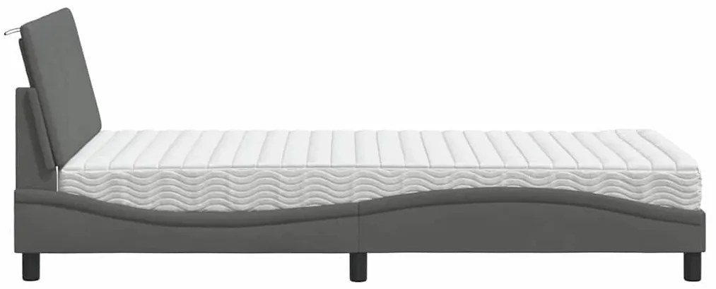 sötétszürke szövet ágy matraccal 100x200 cm