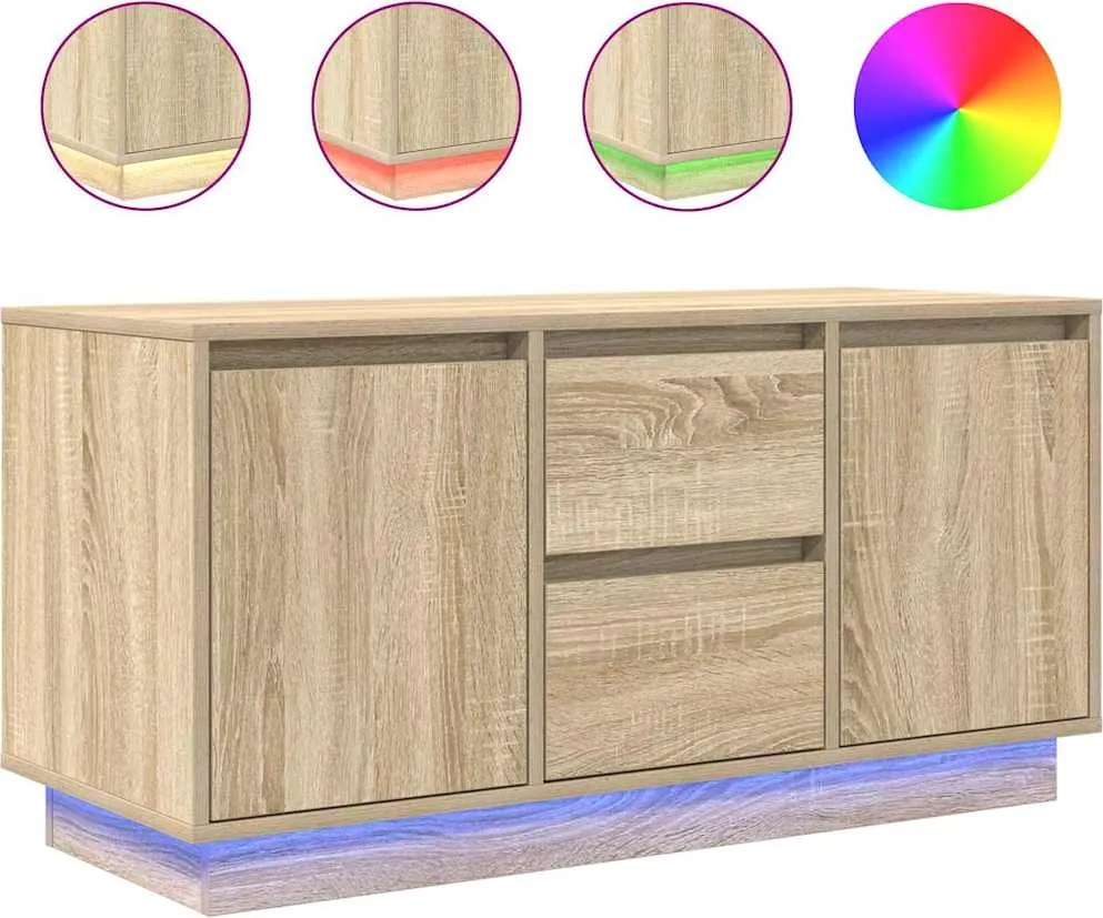 vidaXL sonoma-tölgy színű TV-szekrény LED-lámpákkal 100x41x50 cm