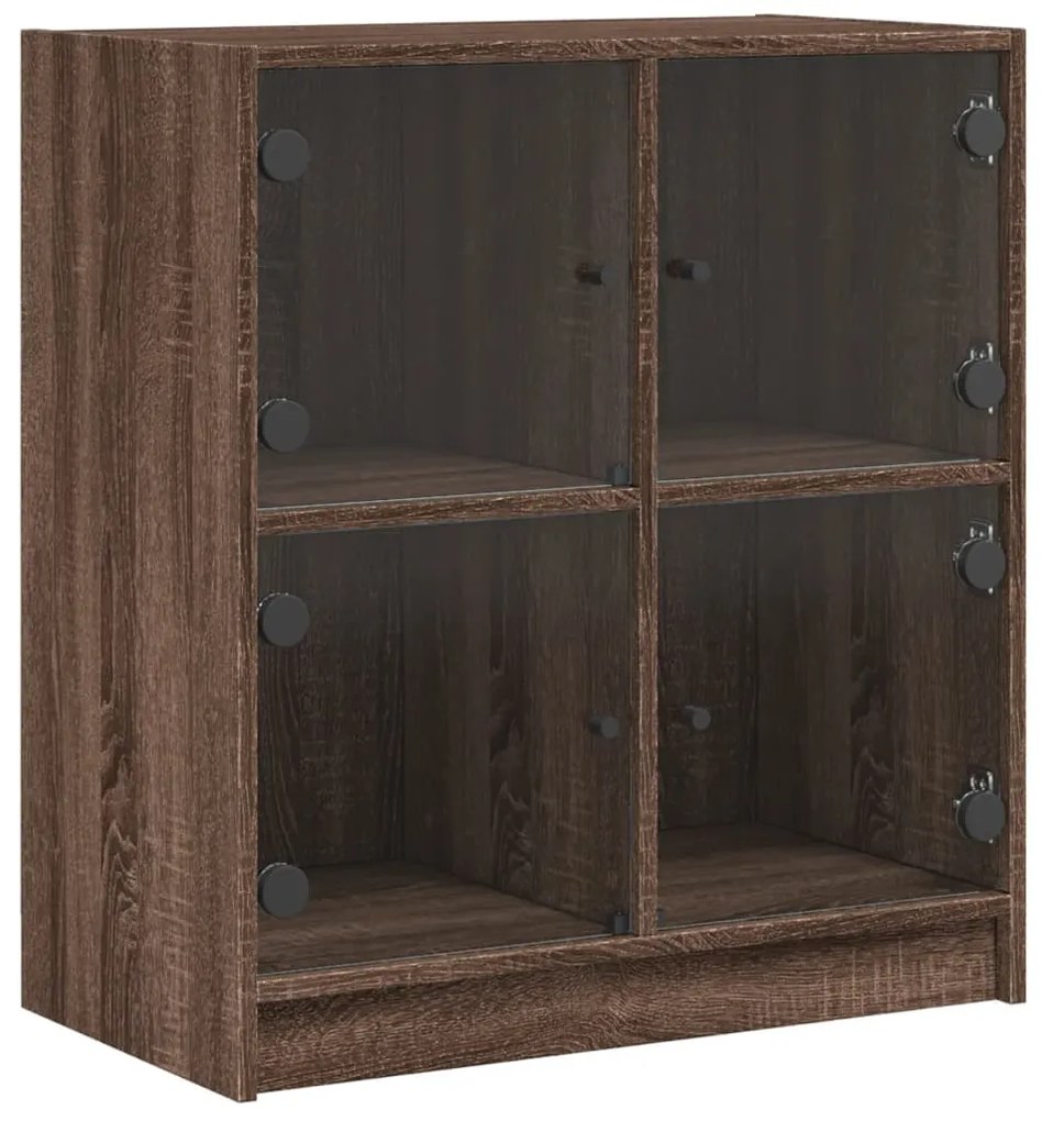 barna tölgyszínű kisszekrény üvegajtókkal 68 x 37 x 75,5 cm