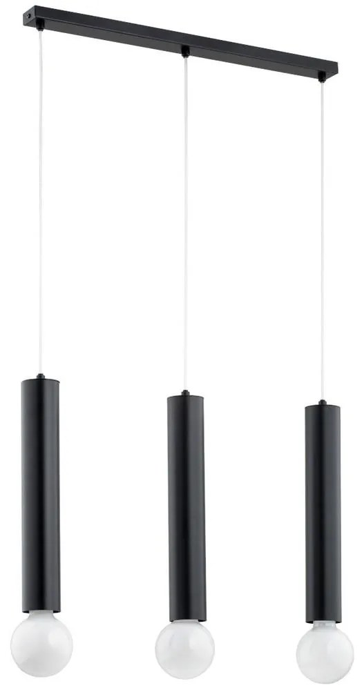 Csillár zsinóron TWISTER 3xE27/60W/230V fekete