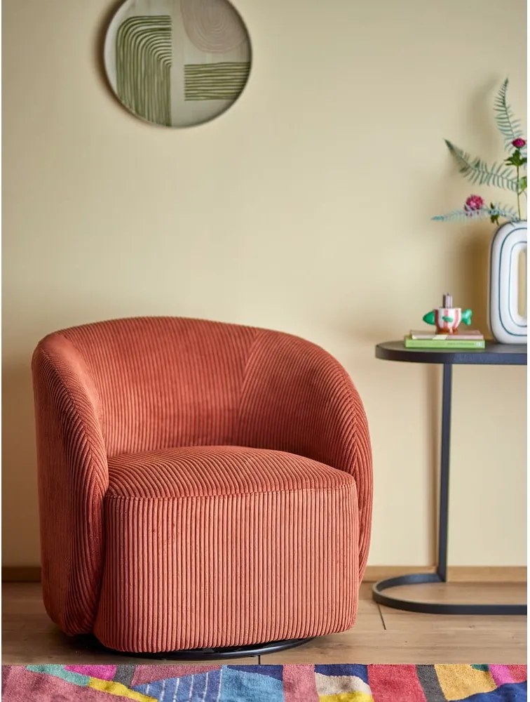 Narancssárga kordbársony füles fotel Pradi – Bloomingville