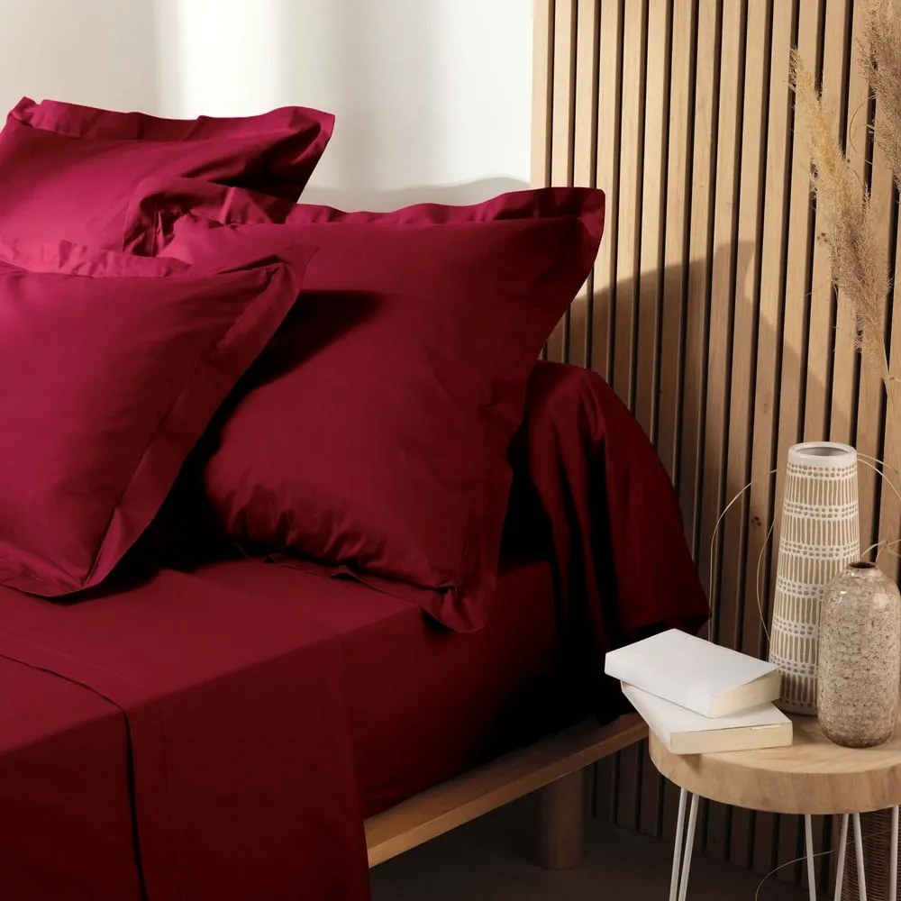 Piros gumis bio pamut lepedő 140x190 cm Biolina – douceur d'intérieur