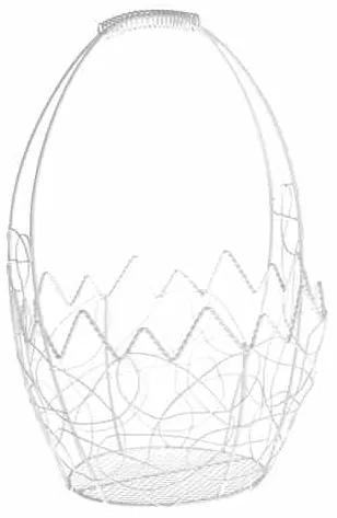 Húsvéti fém tároló kosár tojás formájú fehér