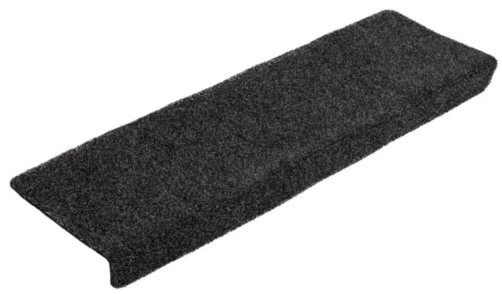 10 db öntapadós lépcsőszőnyeg, 65 x 21 x 4 cm, fekete, téglalap alakú széllel