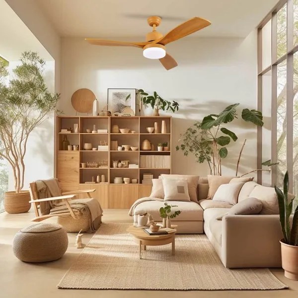 ZEVENTI - LED mennyezeti ventilátor MARE LED/24W/230V Wi-Fi Tuya tölgy + távirányító