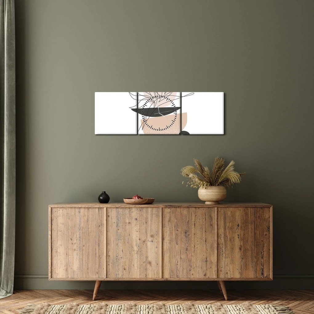Kép - Vonal művészeti virágok N⁰1 (órával) (90x30 cm)