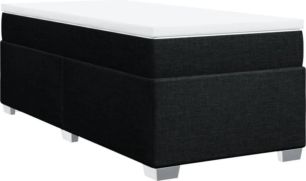 vidaXL fekete szövet rugós ágy matraccal 90x200 cm