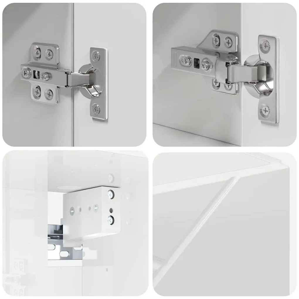 Fürdőszobai tükörszekrény Magasfényű fehér 80 x 17 x 55 cm