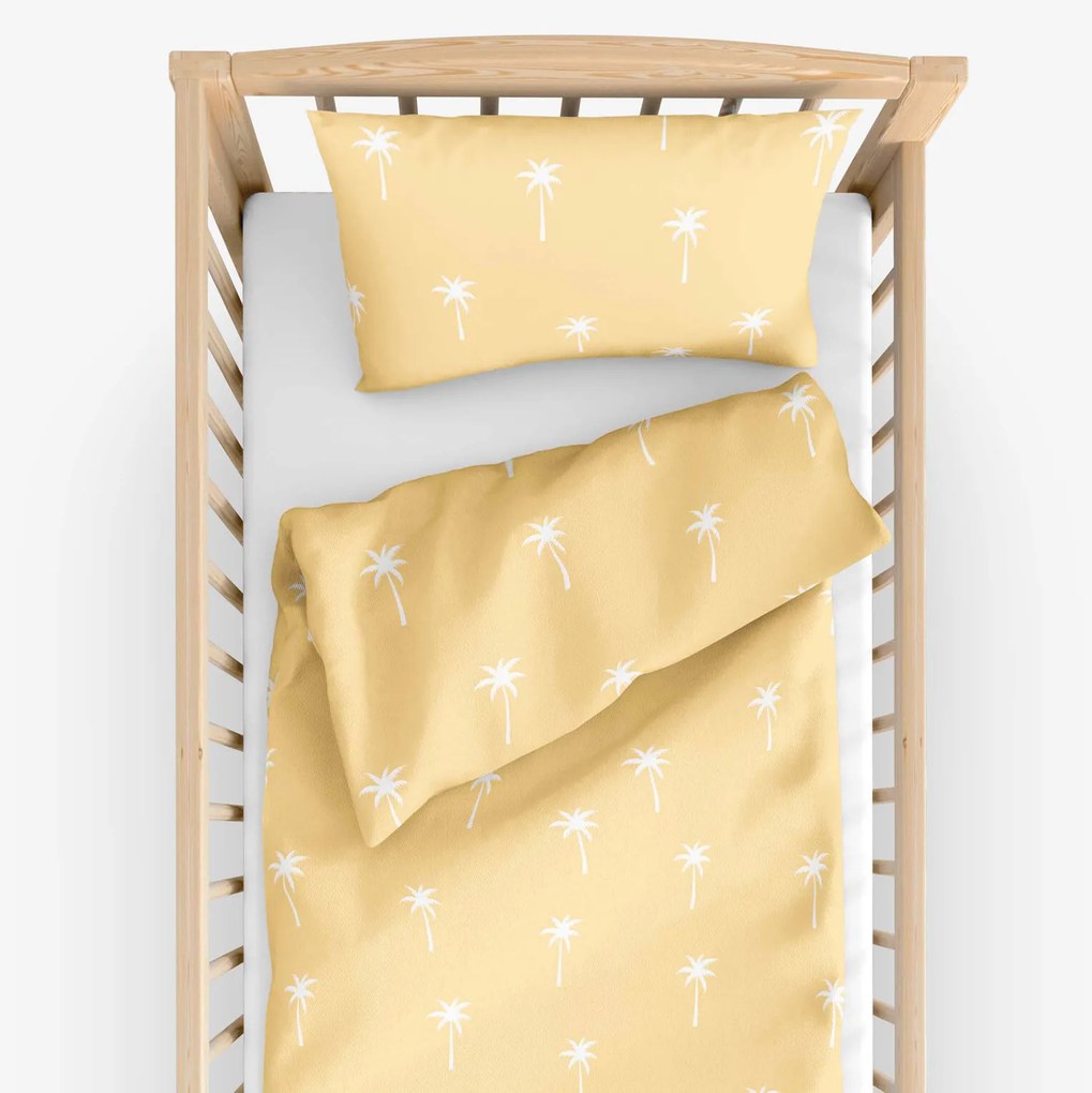 Goldea gyermek pamut ágyneműhuzat kiságyba - pálmák sárga alapon 90 x 140 és 50 x 70 cm