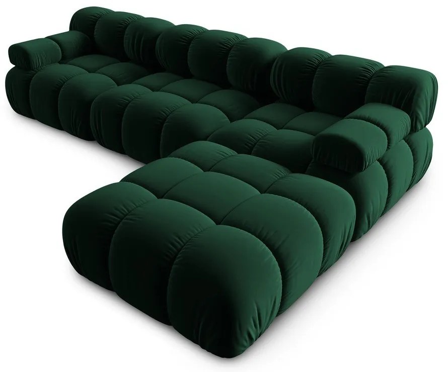 Zöld bársony sarokkanapé Bellis – Micadoni Home
