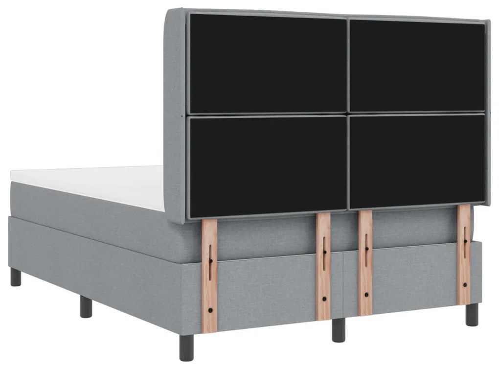 Boxspring Ágy Matrace Sötétszürke 140x200 cm Szövet