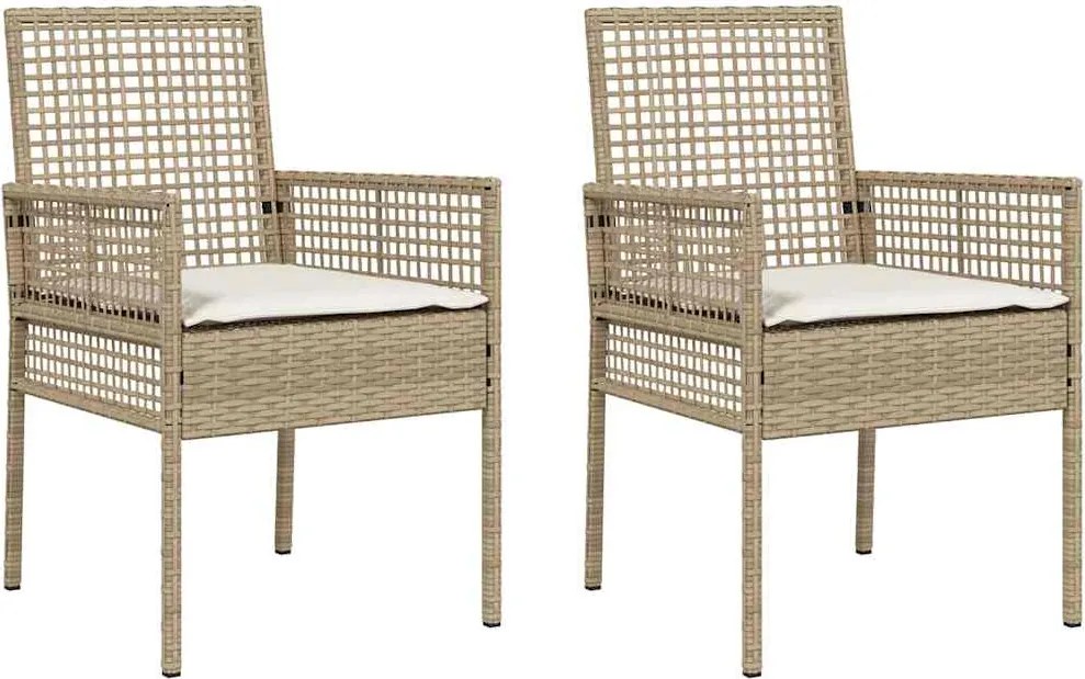 vidaXL Kerti Szék párnával 2 pcs Bézs 55 x 53 x 85 cm polirattan