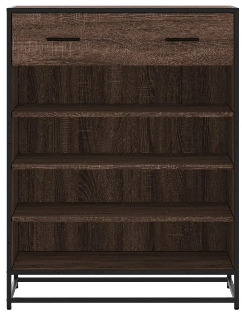 barna tölgy színű szerelt fa és fém cipőszekrény 75x38x97,5 cm