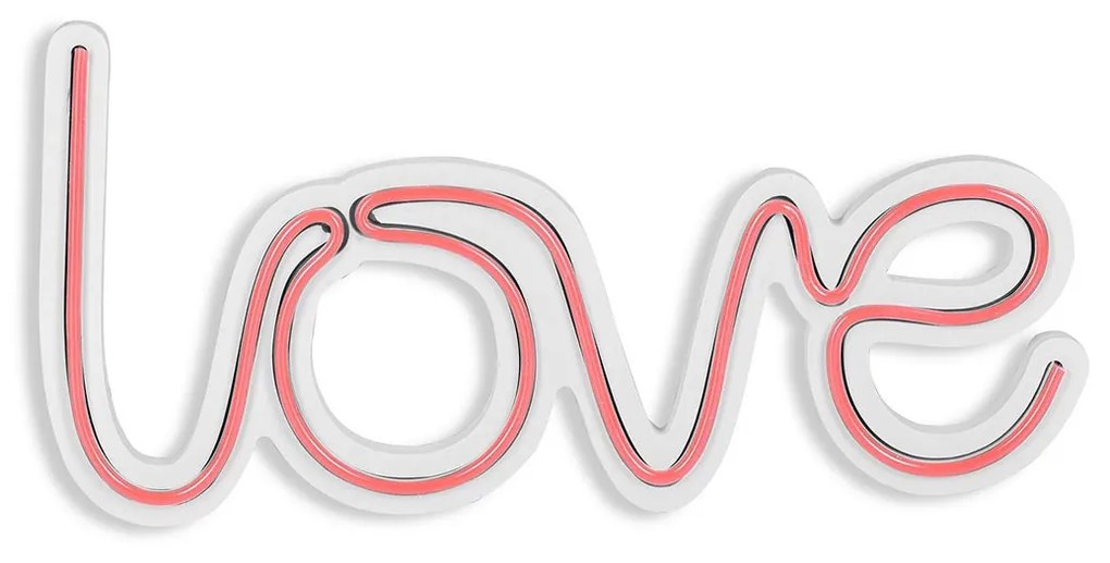 Műanyag LED-es fali dekoráció, Love - Pink
