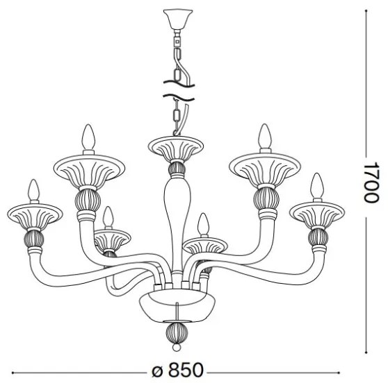 Ideal Lux - Csillár láncon DANIELI 6xE14/40W/230V átm. 85 cm réz