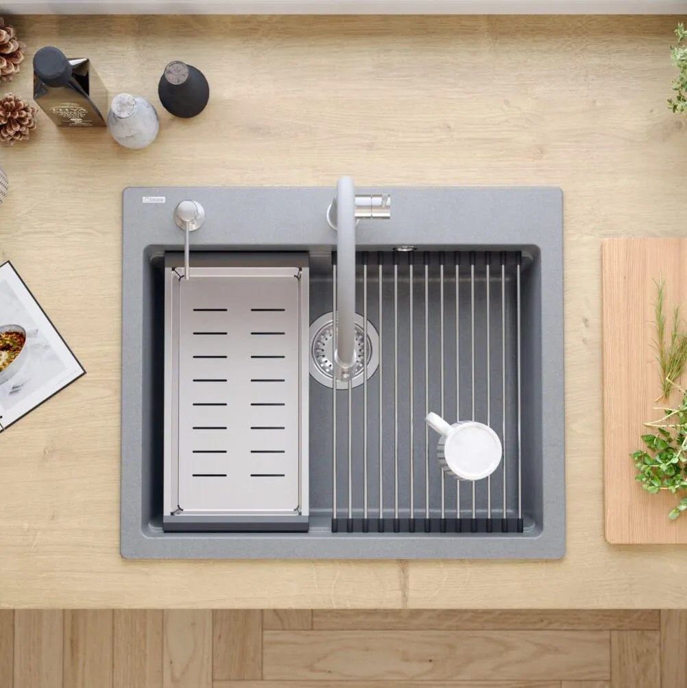 gránit mosogató KURT 110 WORKSTATION Grey Metallic