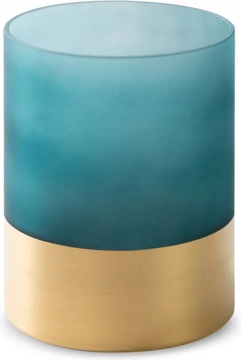 Dekorációs gyertyatartó LOTOS9 15x20 türkiz arany, henger alakú