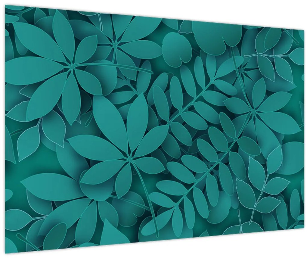 Kép - Türkiz levelek (90x60 cm)