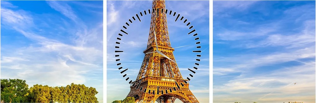 Kép - Eiffel-torony (órával) (90x30 cm)