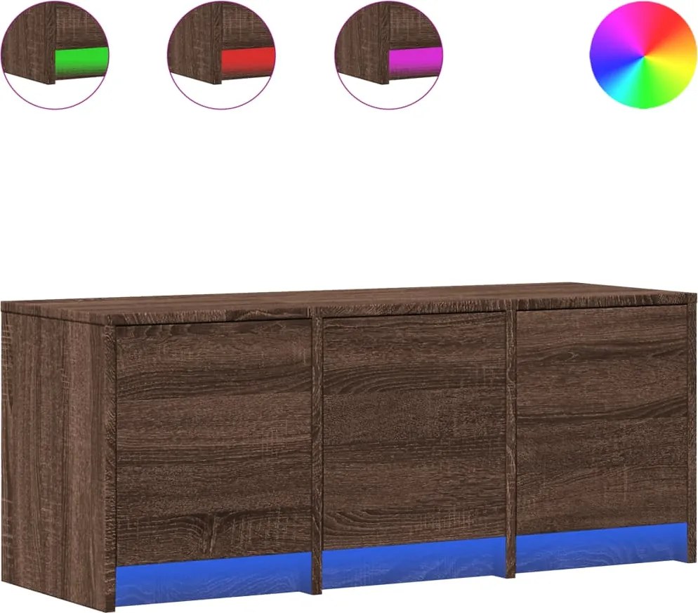 vidaXL barna tölgy színű szerelt fa TV-szekrény LED-del 97x34x40 cm