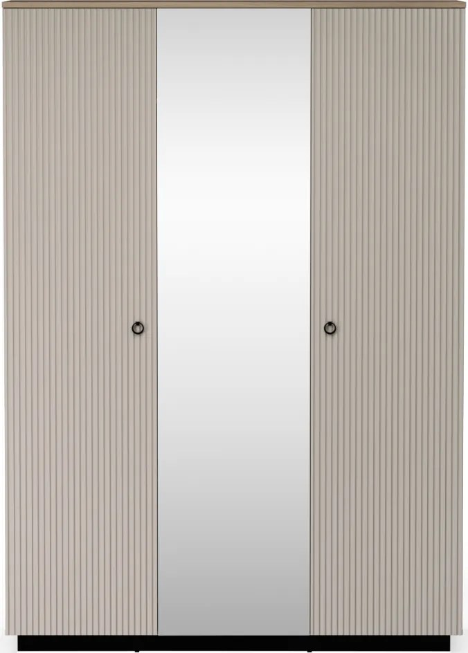 Szekrény tükörrel, szürkésbarna Taupe/silverjack tölgy, DOMCA 3D