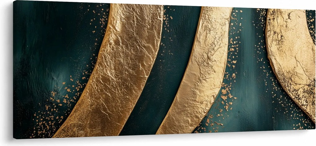 Kép - Zöld absztrakció arannyal I. (120x50 cm)