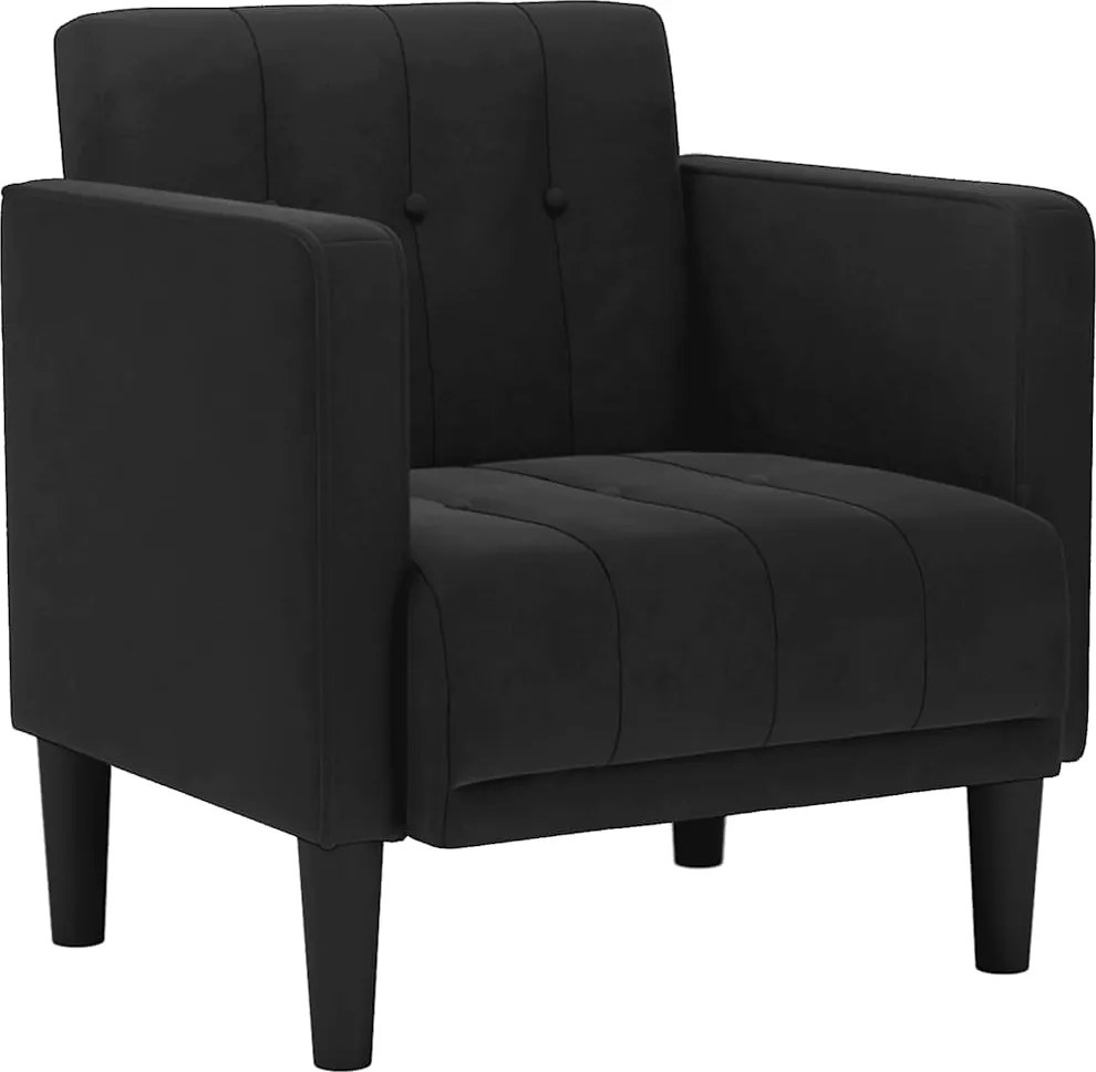 vidaXL fekete bársony kanapészék karfás szék 53 cm