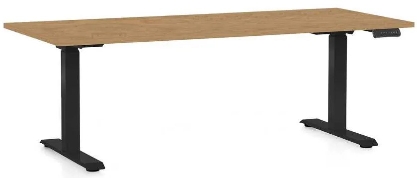 OfficeTech C állítható magasságú asztal, 180 x 80 cm, fekete alap, köves tölgy