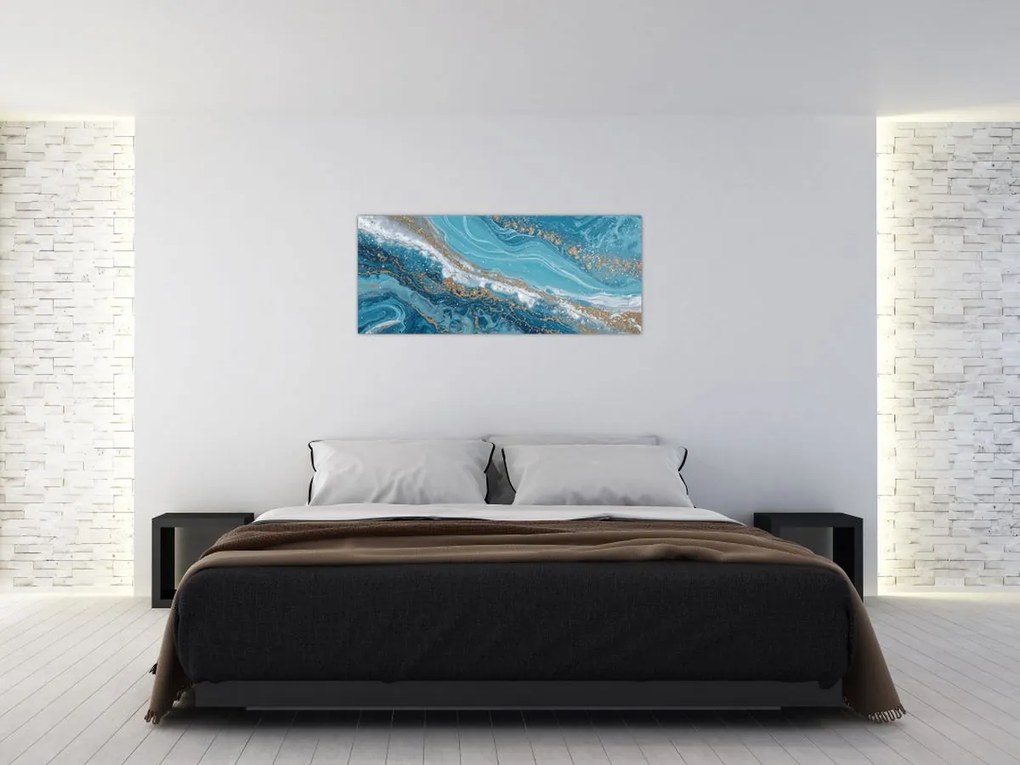 Kép - Világoskék márvány arannyal I. (120x50 cm)
