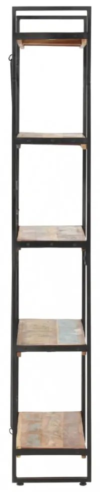 5 szintes tömör újrahasznosított fa könyvespolc 90x30x180 cm