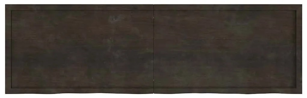 sötétbarna kezelt tömör fa fürdőszobai pult 200x60x(2-6) cm